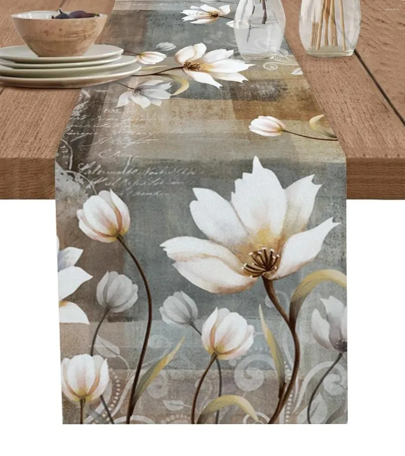 Tableau de table printemps vintage tulipes fleur couloir coureur d'été commode florale écharpe décor de vacances de fête de mariage salle à manger