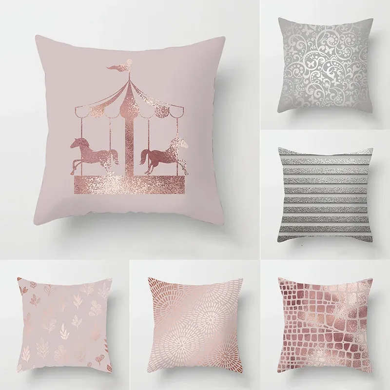 Pink Geometric Print Decor Pillow Cover Wedding Party Sofa Office Seat el Cushion Modern Light Luxury Home 240411