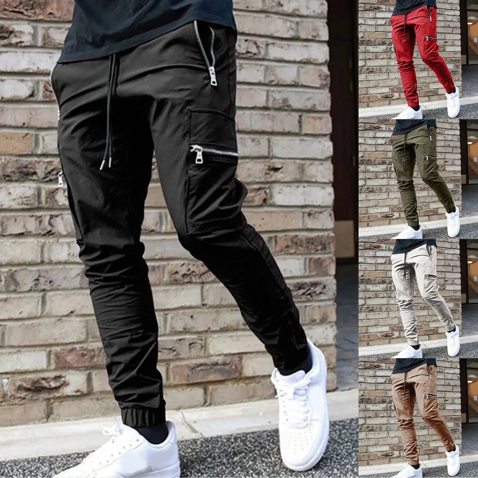 Calças de carga casual masculino masculino de streetwear calça calça calça de moda de moda de moda multi-bolso os jogadores casuais calças de moletom 240408
