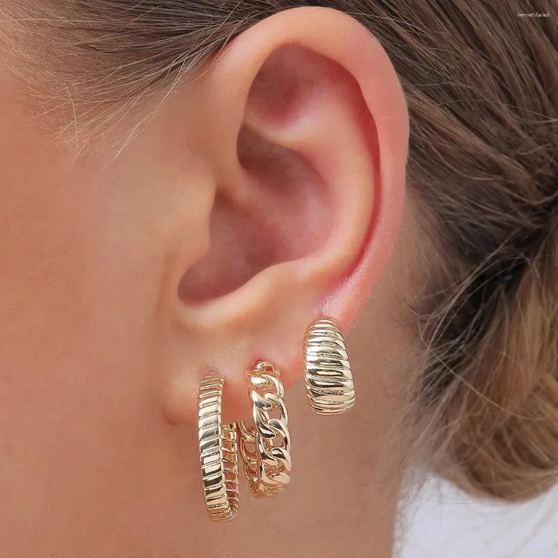 Boucles d'oreilles en peluche bijoux de mode Chiao Triple 3 Pairs Multi-Piercing Hoops Set for Women