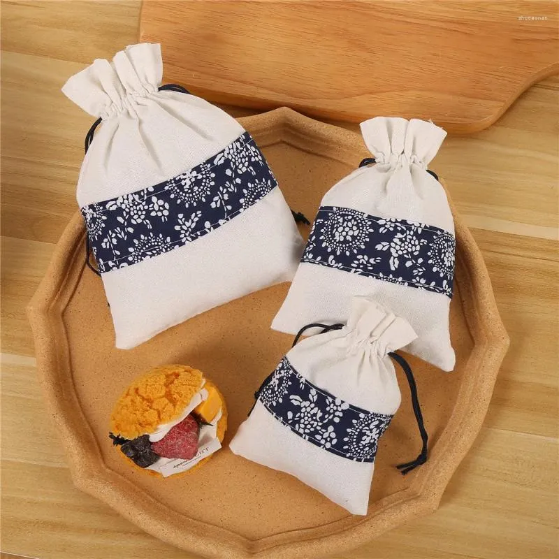 SAGGI SHOIN 50PCS/LOT 10x14cm 13x18cm 16x21 cm Cucitura blu e bianca Cucitura in porcellana Cotone Regalo