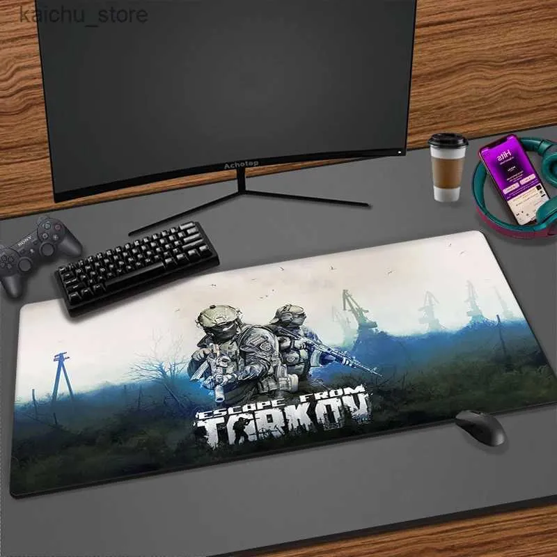 Mouse Pads Wrist Rests Escape From Tarkov Large Computer Mouse Pad Gaming Mousepad Rubber Mouse Mat Gamer XXL Mause Carpet PC Desk Mat keyboard Pad XXL Y240419