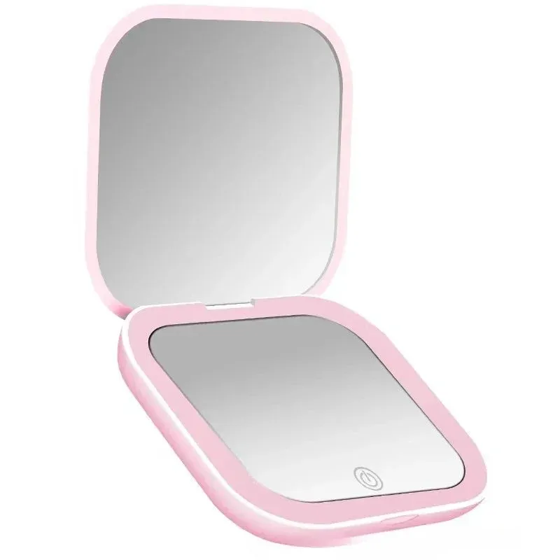 Mini Portable Pocket Makeup Mirror Foldable and Handy, LED Lights