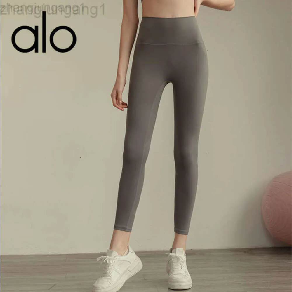 Desginer Alooo Yoga Pant Leggings Suit med upphöjd midja Peach -skinkor Tätt montering Fitness Kvinnor Snabbtorkning Running Sport Suede Pants