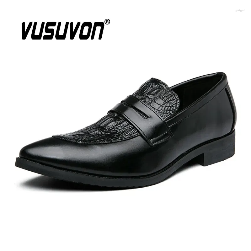 Chaussures décontractées mode Fashion Fashion Mentiers Hommes Habille classique Slip-On Black Cause Footwes Big Size 38-46 Flats