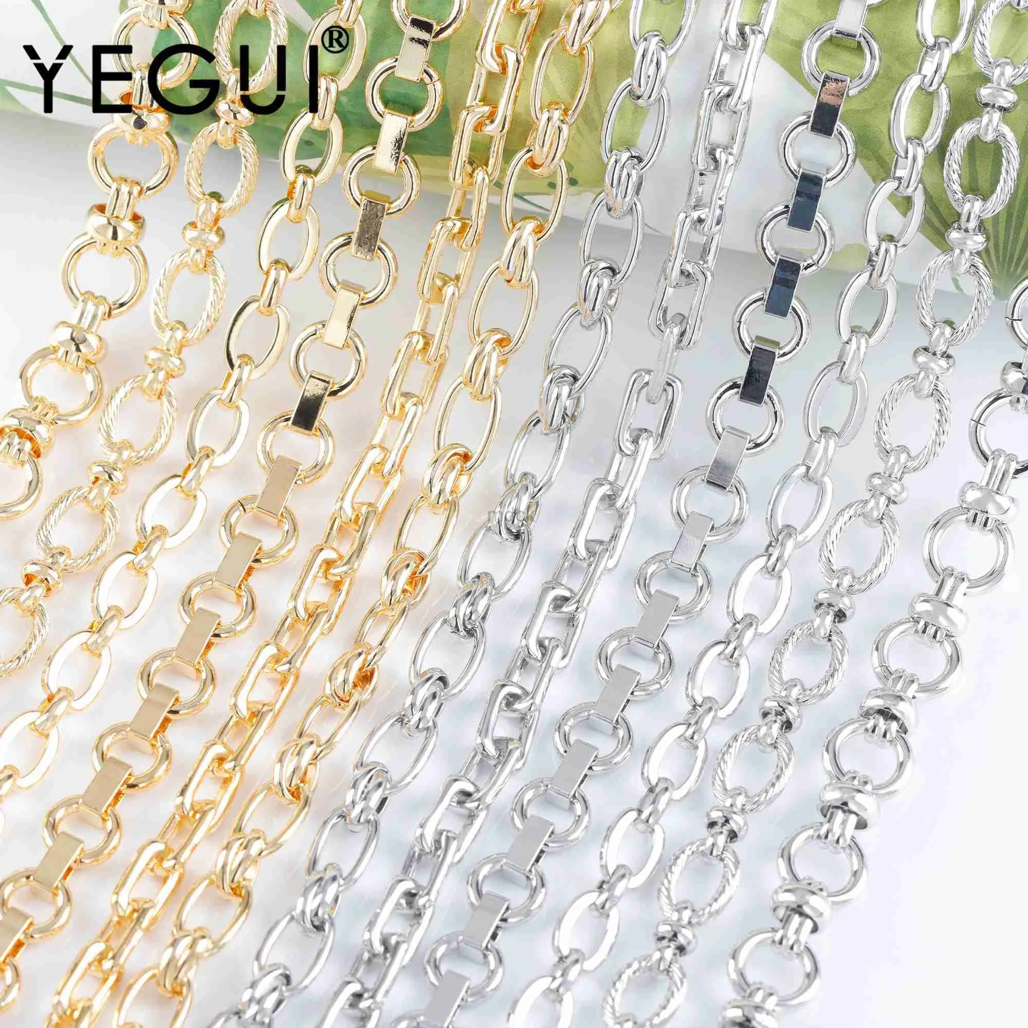 Colliers pendants yegui C265diy ChainCharms18k Gold PlatedCopper Metalrhodium Platednickel FreeJewelry Makingdiy Bracelet Collier1m / Lot 240419