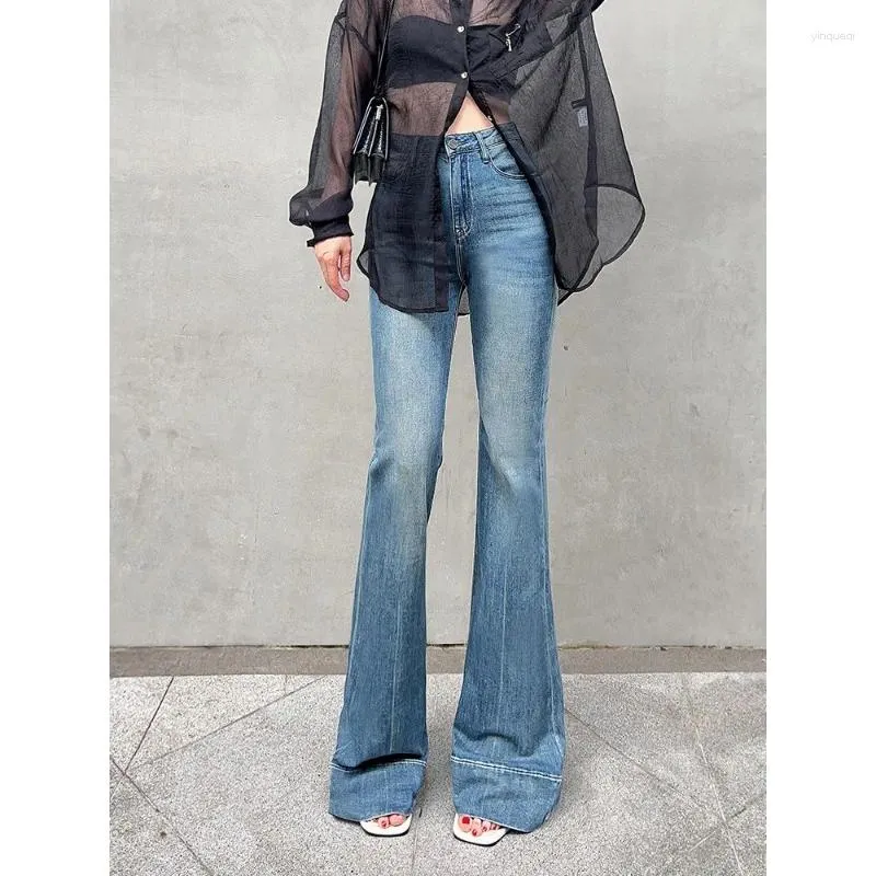 Frauen Jeans Deeptown Y2K Vintage Flare Women High Taille Wide Bein Blue Denim Hosen Damen Herbst koreanische Stil Gyaru Streetwear -Hosen