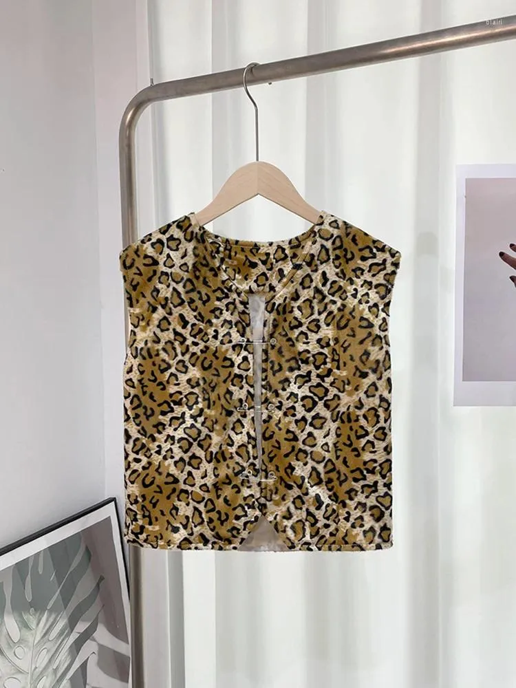 Mens Leopard Print Vest Streetwear: Casual Loose V-Neck