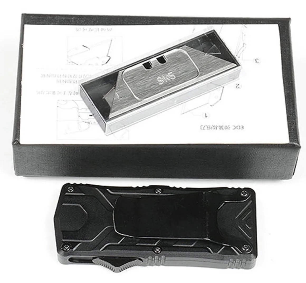 M6677 Couteau tactique automatique SK5 Satin Blade CNC Black Aviation Aluminium Handle Edc Pocket Paper Cutter Couteaux avec 5pcs Blades1126116