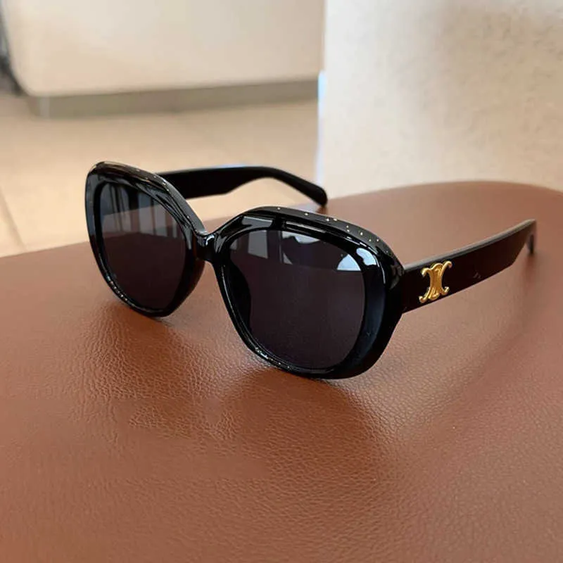 CELIES Sweet and Cool Spicy Girl Black Round Frame Sunglasses Female Round Face Triumphal Arch Same Style Large Frame Advanced Style Sunglasses