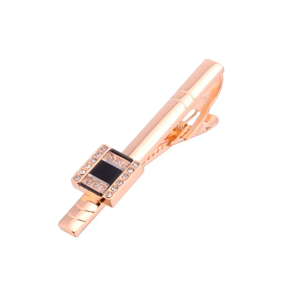 Set Clips Clips for Men Pins Rose Gold Gifts Tie bar di alta qualità Rhinestone Groom Wedding Meeting Gentleman Qiqiwu