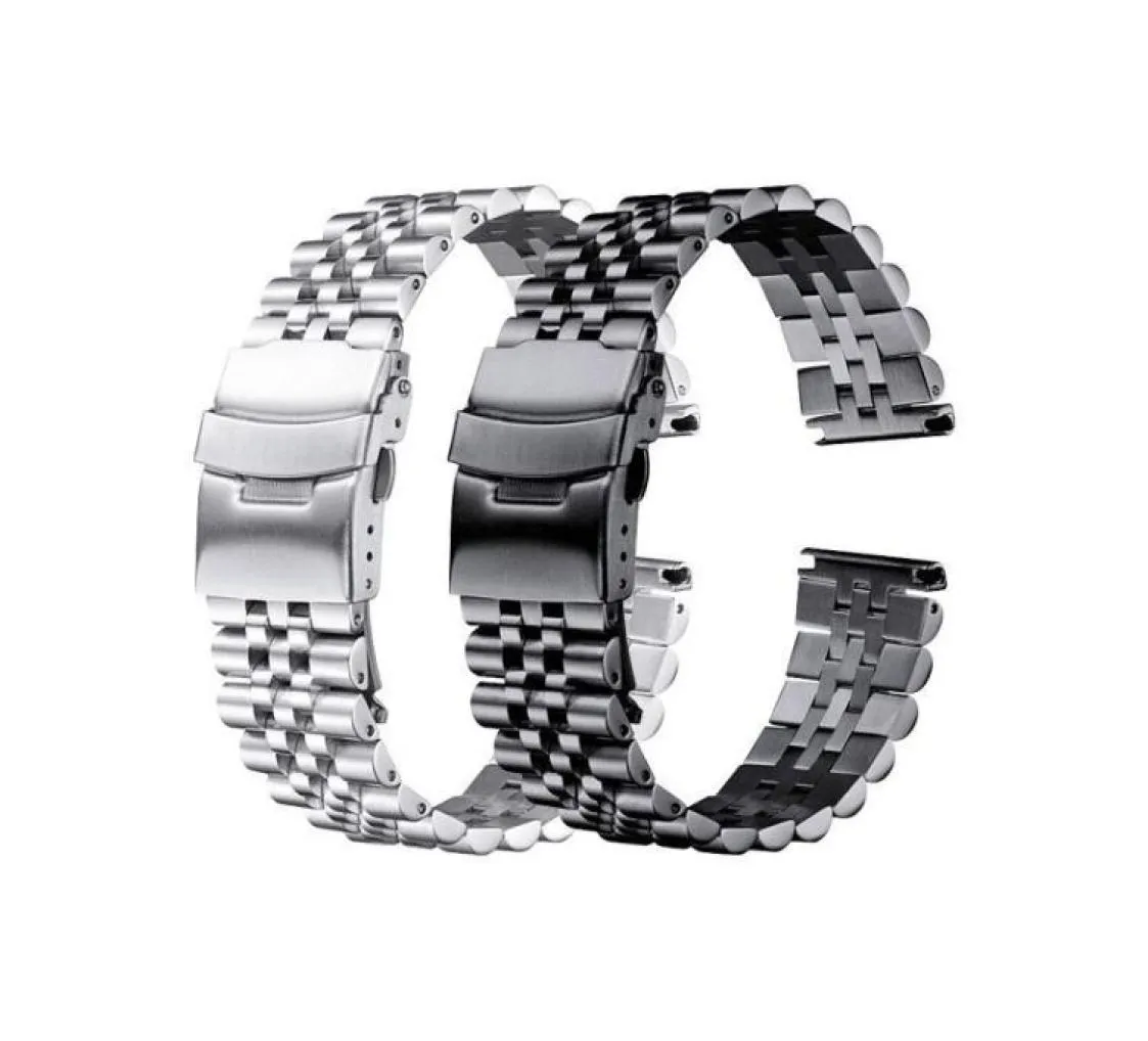 Bracelet en acier inoxydable 18 mm 19 mm 20 mm 21 mm 22 mm 24 mm 26 mm Femme Men Silver Solid Metal Watch Band accessoire1681906