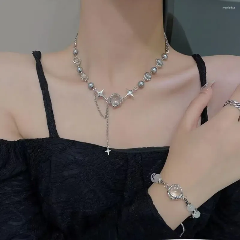 Chains Collier étoile Crystric Crystal Choker Corée Fashion Moon Stone Bracelet Bijoux brillant pour les femmes Mariage d'anniversaire