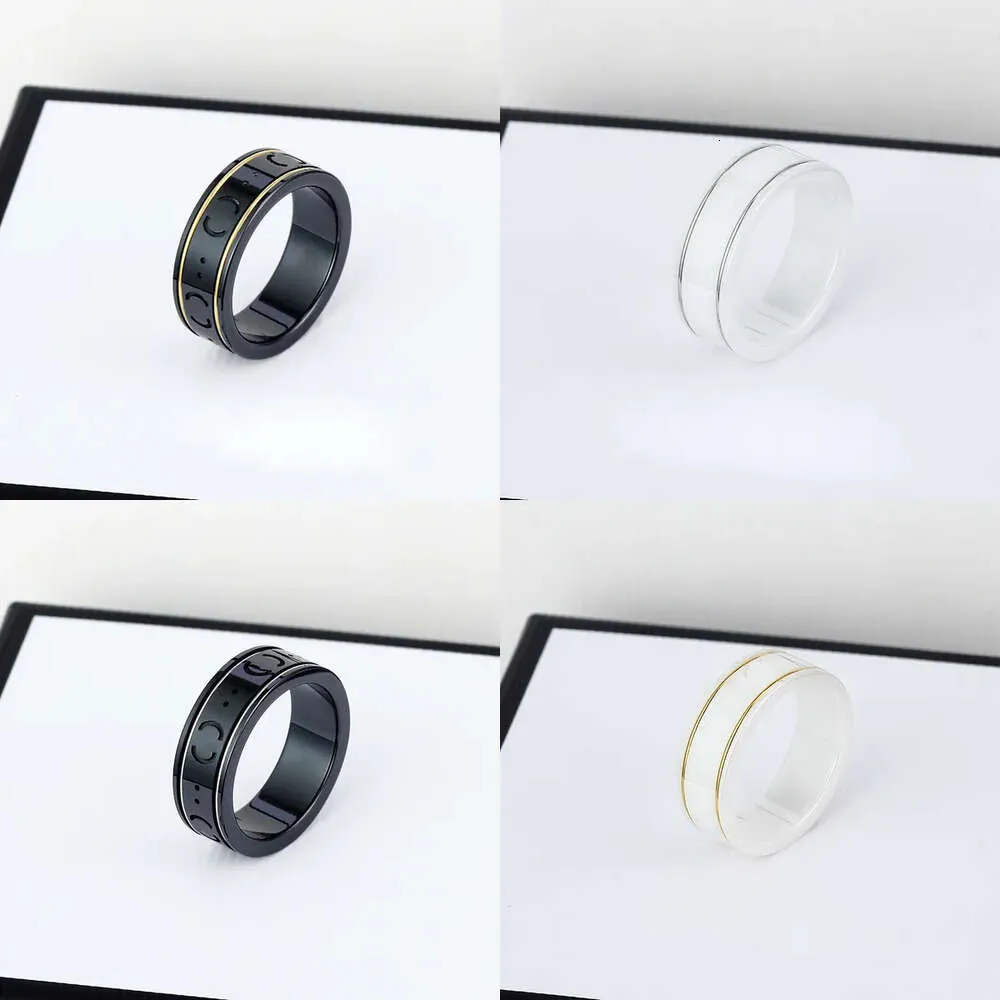 Keramik Gold für Frauen Männer Designer Ring Herren Ringe Band g Buchstabe Schwarze Weiß -Juwelier -Jubiläumsgeschenk S ift