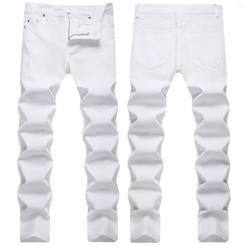 Brand de mode haut de gamme de jeans masculins personnalité masculine blanc minceur de petits pieds tendance élastique automne et hiver
