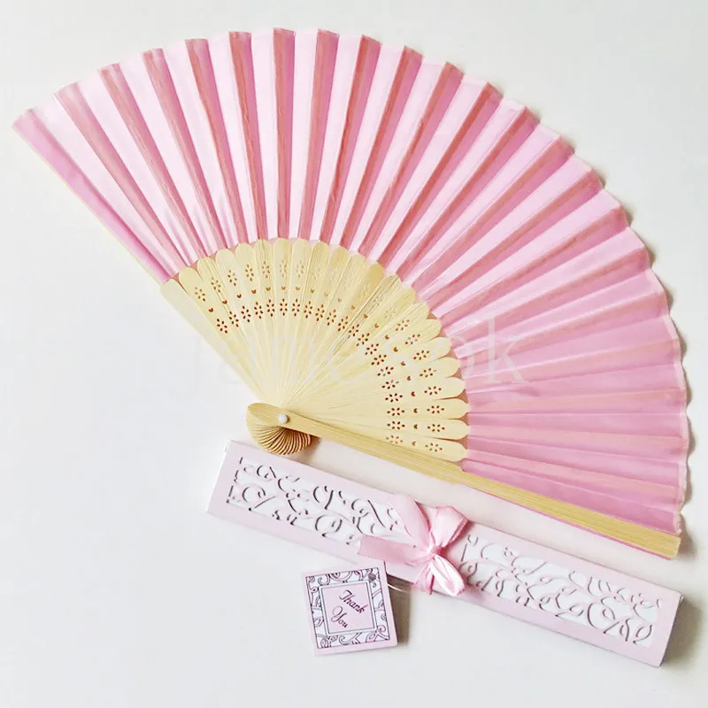 Party Favor 15 Colours Wedding Fan Fan Silk Fold Hand Fani Para Prezent Wedding Return Elegancki fan z opakowaniami DF188