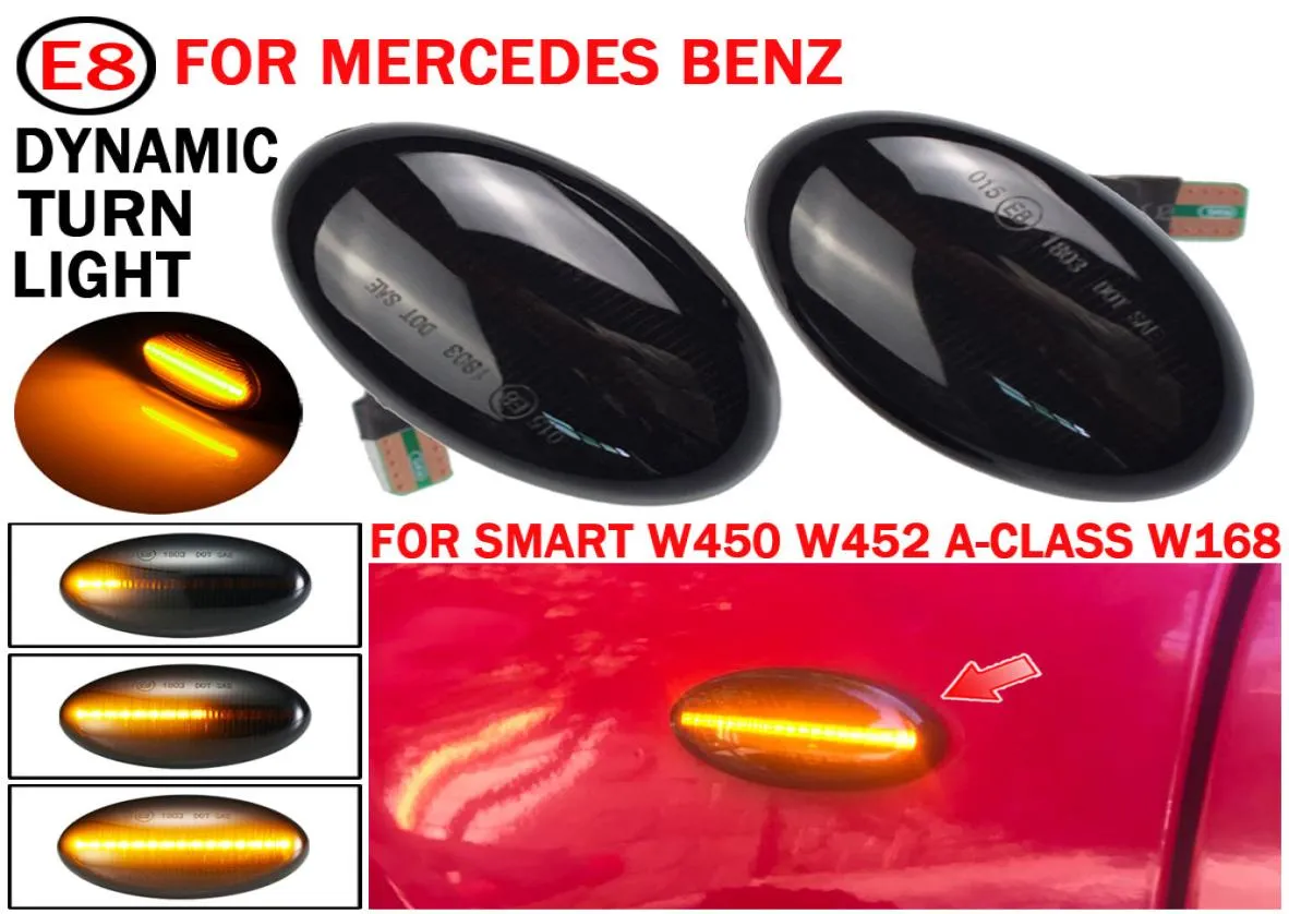 2x Dynamic LED Turn Signal Lights Côté Marker Car Accessoires pour Mercedes Benz Smart W450 W452 Aclass W168 Vito W639 W4472747677