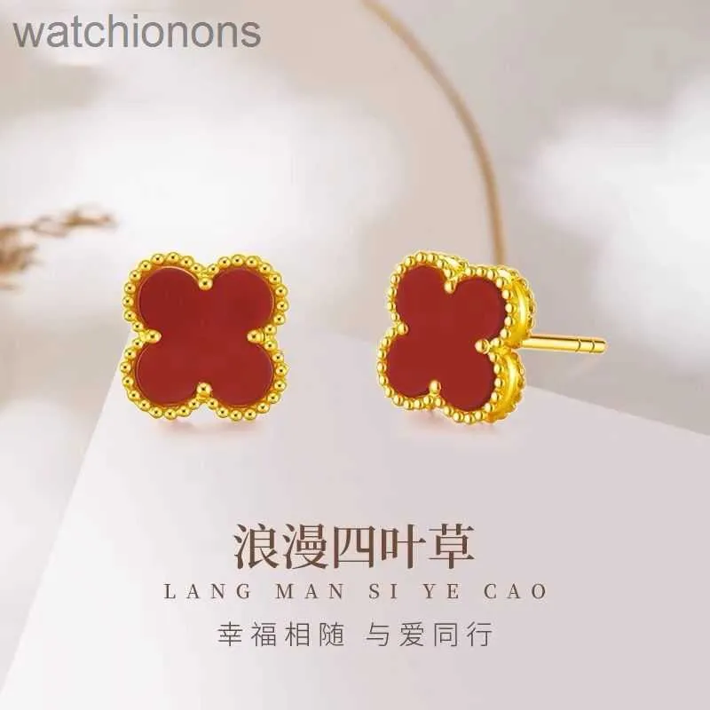 Stylish Luxury Vancelfe Designer Earrings High Fidelity Color Goldplated Four Leaf Clover Earrings for Women Silver Lucky Ear Jewelry with Logo