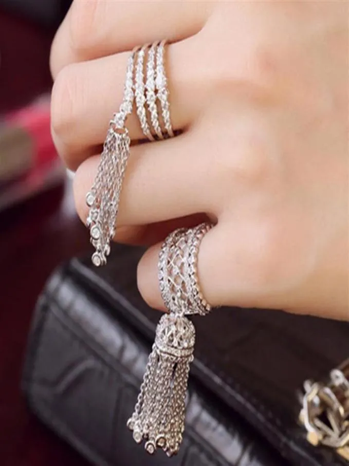 2021 European och American Ring Trendy Sparkle Micro Setting Zircon Wheat Tassel Öppning Artikulerad Tail275S1268839