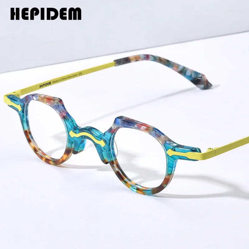 Lunettes de soleil Frames HEPIDEM ACÉTATES Lunes Femmes Fames 2024 Vintage Retro Cat Eye Prescription Eyeglass Men Optical Spectacles Eyewear