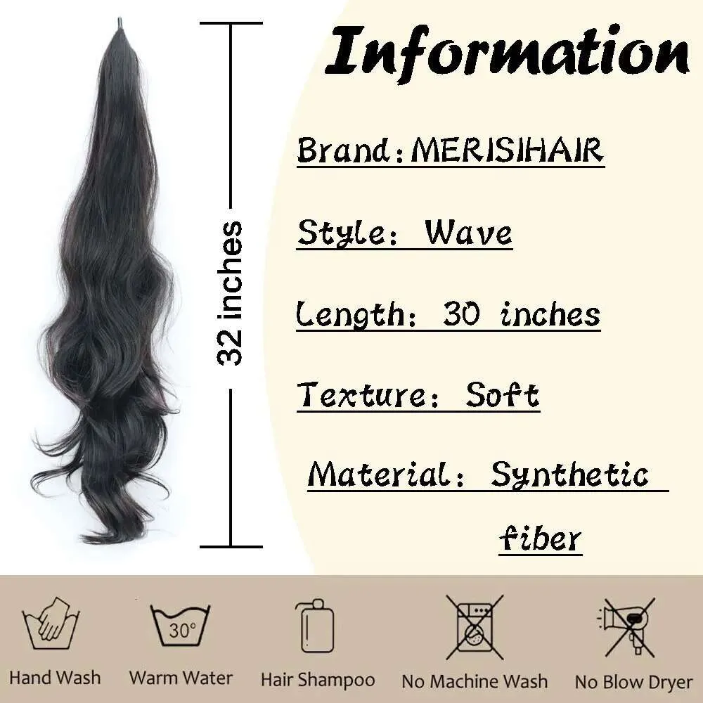 perruque bouclée humaine Wig 28inch Long Ponde en queue de cheval Enveloppez autour des extensions de cheveux pour les femmes avec des tresses en queue de cheval et des cheveux bâton