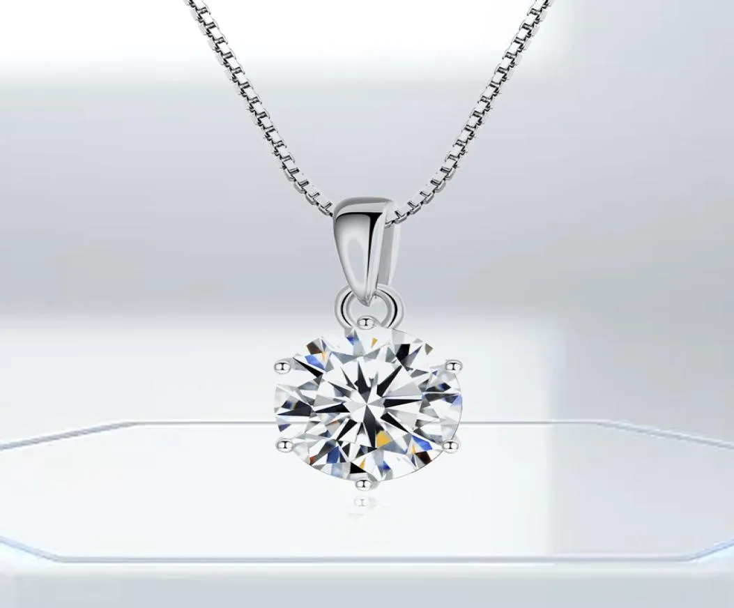 1CT 65mm ef round moissanite 925 Sterling Silver Preslace Necklace Diamond Test Vired Gine Jewelry Girl Girl 8526027