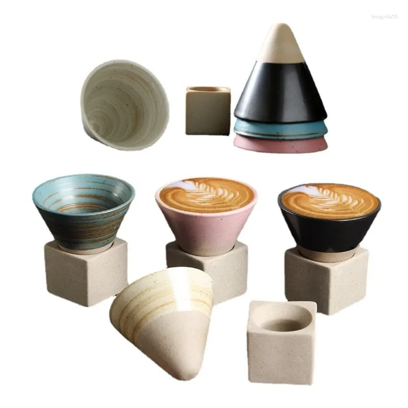 Muggar 100 ml Creative Coffee Mug Ceramic Classic Milk Tea Cups With Base Fashion Art Drinkware Gift