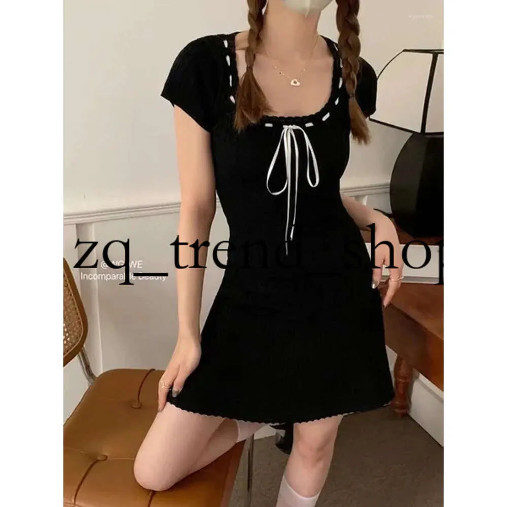 Lässige Kleider Sommer Koreanische Mode sexy Kurzarm Gyaru Strick u-Neck Kleider Frauen 2024 Bodycon Slim Evening Frocks Party Design ein Stück 4