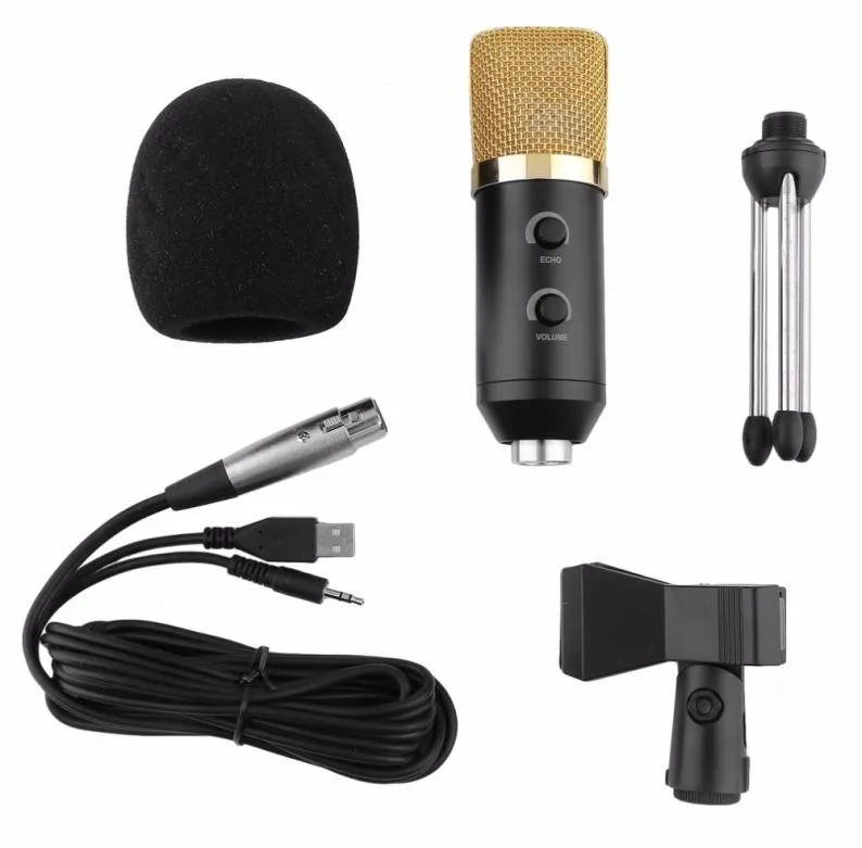 FreeShipping Condenser Sound Recording Mic Speaking Speaking Speaking Microphone Independent O Card Free Microphone with Tripod MK-F100TL8861993