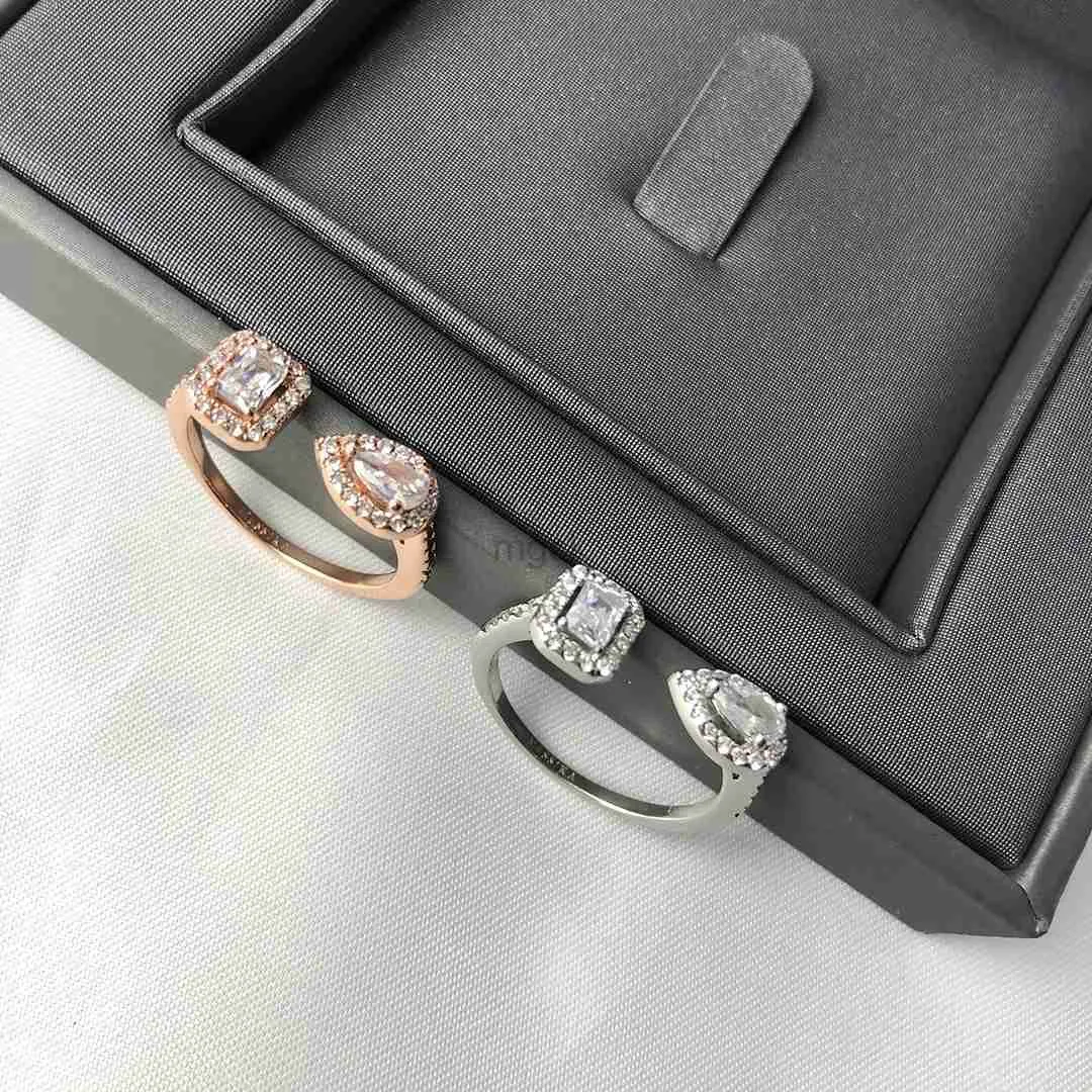 Anéis de casamento 925 Sterling Silver Classic Luxury Jewelry Water ShopLet Ring Diamond For Women My Twin Series.Presente de aniversário do anel de casamento 240419