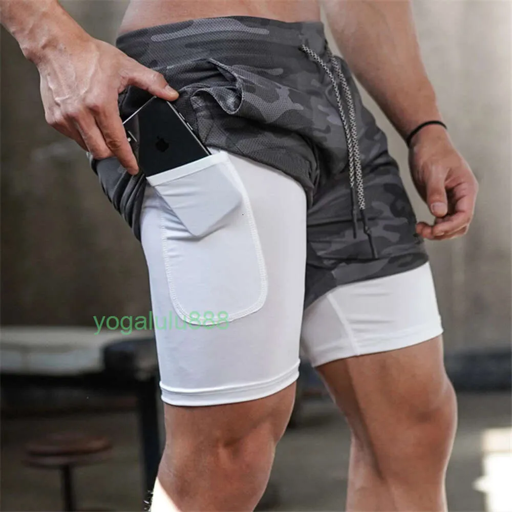 Mens Shorts Camouflage Running 2-in-1 dubbellager Quick Dry Gym Sports Fitness Jogging Training 230