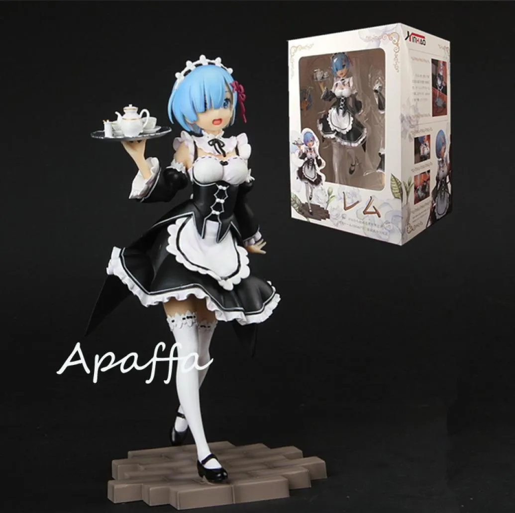 22 cm anime relife i en annan värld än noll rem figur ansikte byte maid outfit magasin meteor hammer rem action figur modell mx6258993