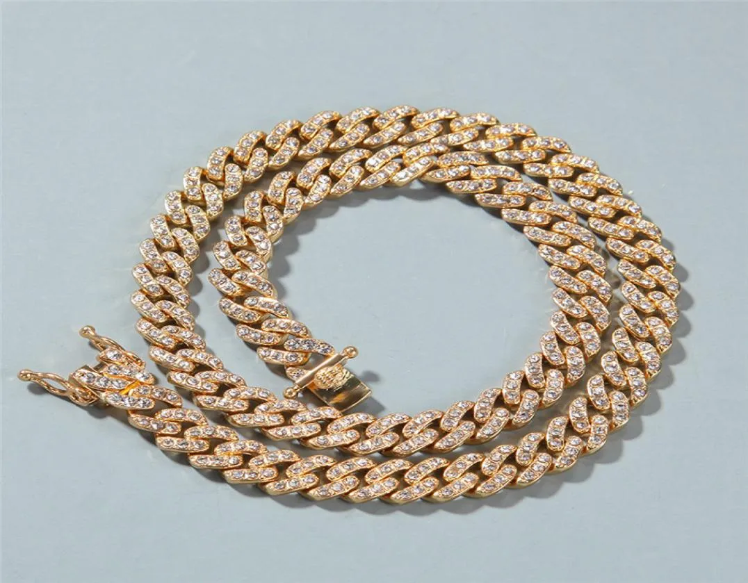 Хип -хоп бриллиант заморозил сети мужчины ожерелья рэп -певцы браслеты ювелирные изделия австрийское стразы Каба