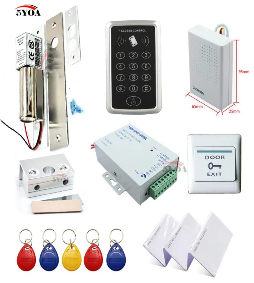 5YOA RFID Access Control System DIY KIT GLASS Dörröppnare Set Electronic Bolt Lock ID CORT SUFTER -knapp Dörrbell5969273