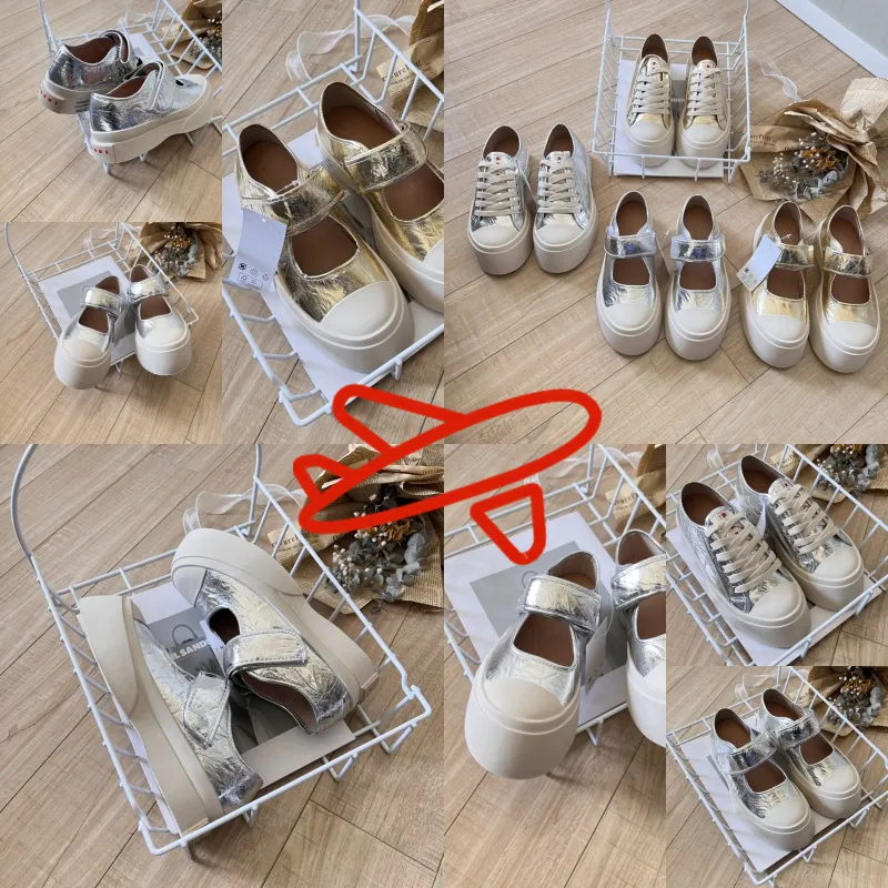 Casual Shoes Designer Shoes Womens Platform Trainers Sneakers Gold Silver Sätt upp kardborrstorlek 36-40 Klassisk bekväm Gai White