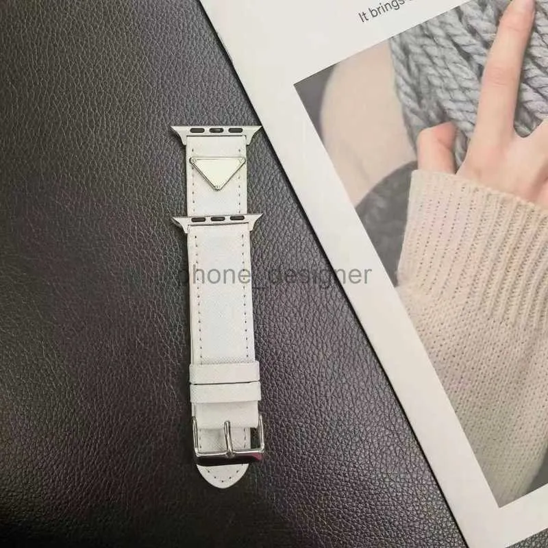 Bandas de relógios de grife de grife para a banda de relógio Apple 42mm Iwatch 8 7 6 5 4 3 2 Bandas de luxo para homem e mulher letra de letra de couro branco