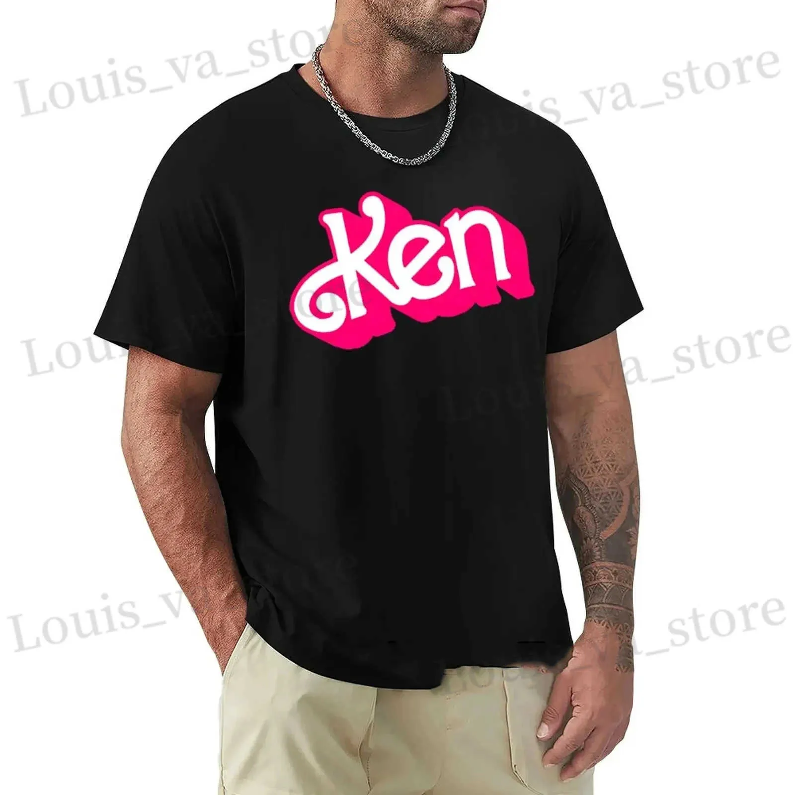 Мужские футболки Мужчина Летняя модная хлопковая футболка Ken Letter Print Tops TS мужской повседневную одежду Одеальную одежду короткая Slve Harajuku Strtwear T240419