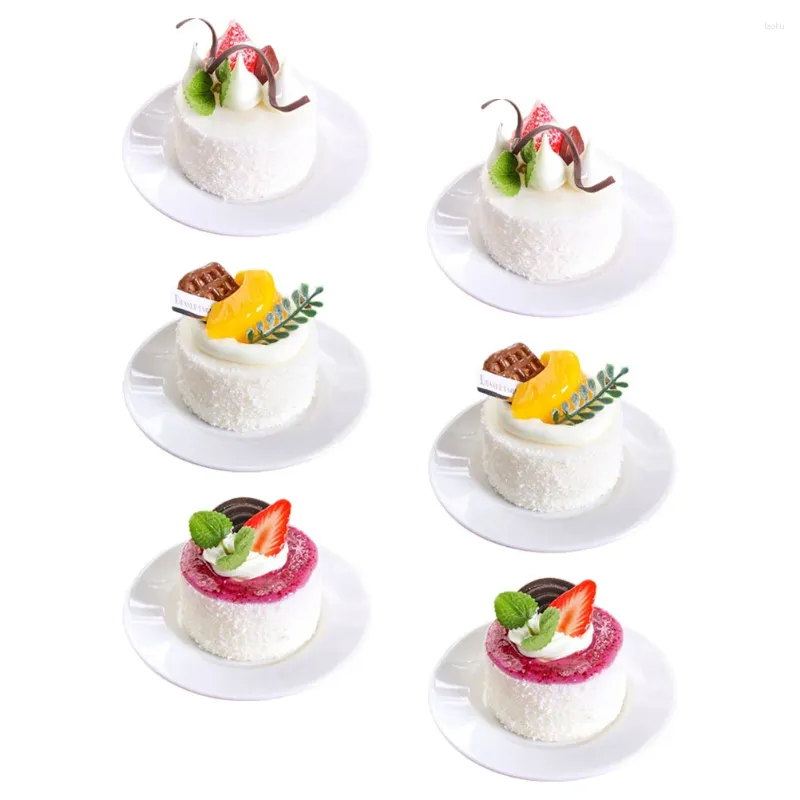 Decoratieve bloemen 6 pc's faux voedsel nep cake decor kunstmatig dessert ornament pography props brood pu speelgoed