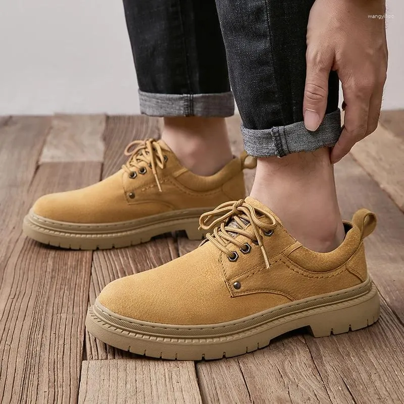 Botas elásticas de plataforma de sapatos casuais para homens redondos de dedão confortável e confortável resistente ao desgaste ao ar livre outono de primavera não deslizante