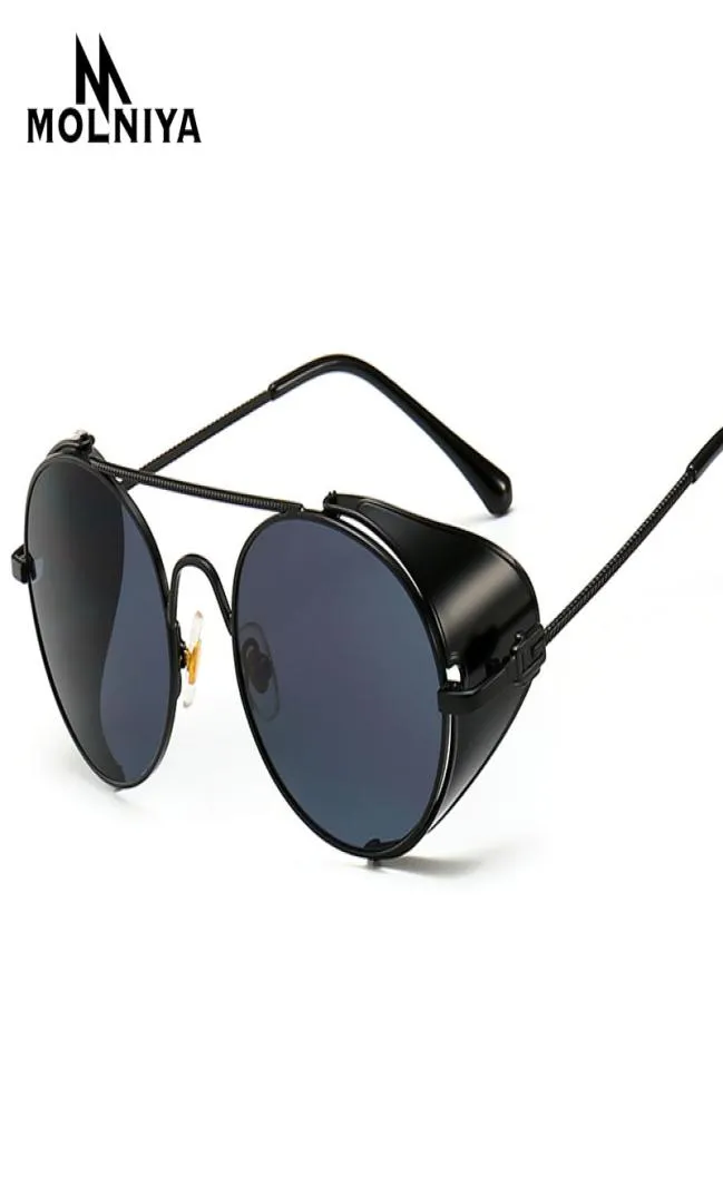 Ny 2019 Vintage Luxury Steampunk Style Solglasögon Kvalitet Handgjorda sidosköldumärkesdesign Sun Glasses Oculos de Sol8252217