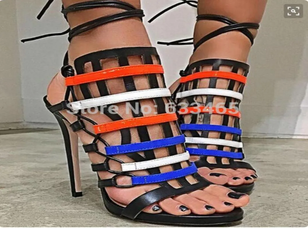 2020 Women039S Sandals Nuovo arrivo Genuines Leather e Sandals Gladiatore di alta qualità allacciati su tacchi alti Fashion8135731