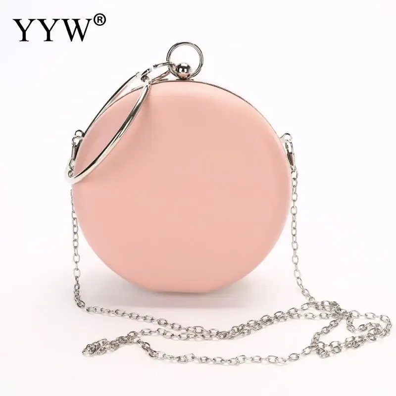 Väskor Famous Designer Women Evening Bag Pink Ladies Handbag Luxury Clutch Bag Korean Small Round Purse Fashion Chain Messenger Bags