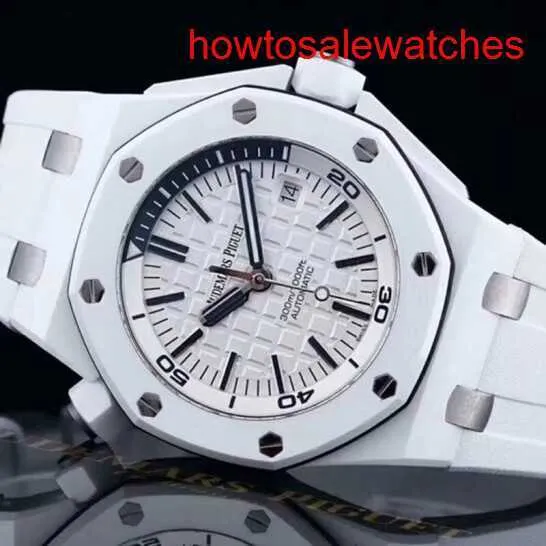 WOMENT WORL WORD AP AP KORY DOK Offshore 15707 Rzadki biały materiał ceramiczny Automatyczny mechaniczny kalibrz 42 mm zegarek kalibru