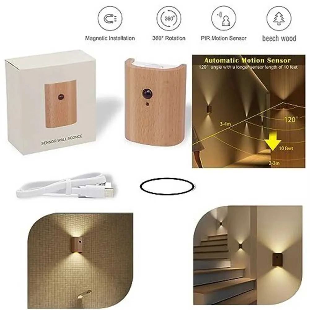 Sensor Lights Wooden Motion Sensor Night Lights USB Rechargeable Wireless  LED Wall Lamp for Bedroom Kitchen Corridor Stair 240V from Dhgate Sensor  Lights - price 47.99, image size:1001x1001