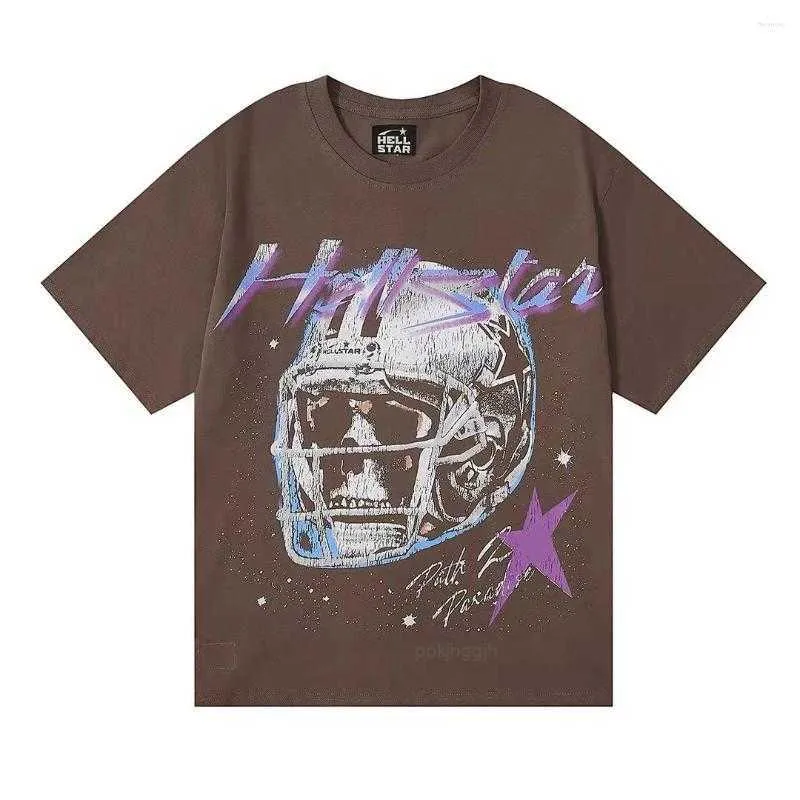 メンズTシャツヘルスター2024アメリカンレトロスタイル通気性ピンクプリント大型パターン最高品質のデザインハイストリート短袖