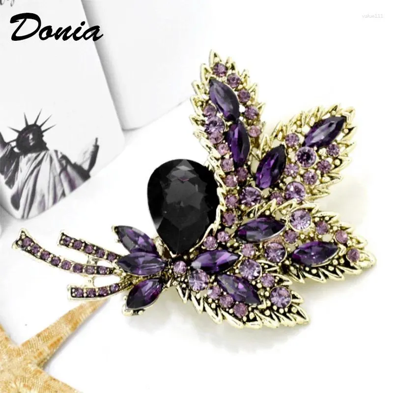 Brooches Donia Jewelry Fashion Large Brooch High-end Luxury Glass Bow Three-color Flower Ladies Coat Scarf Pin