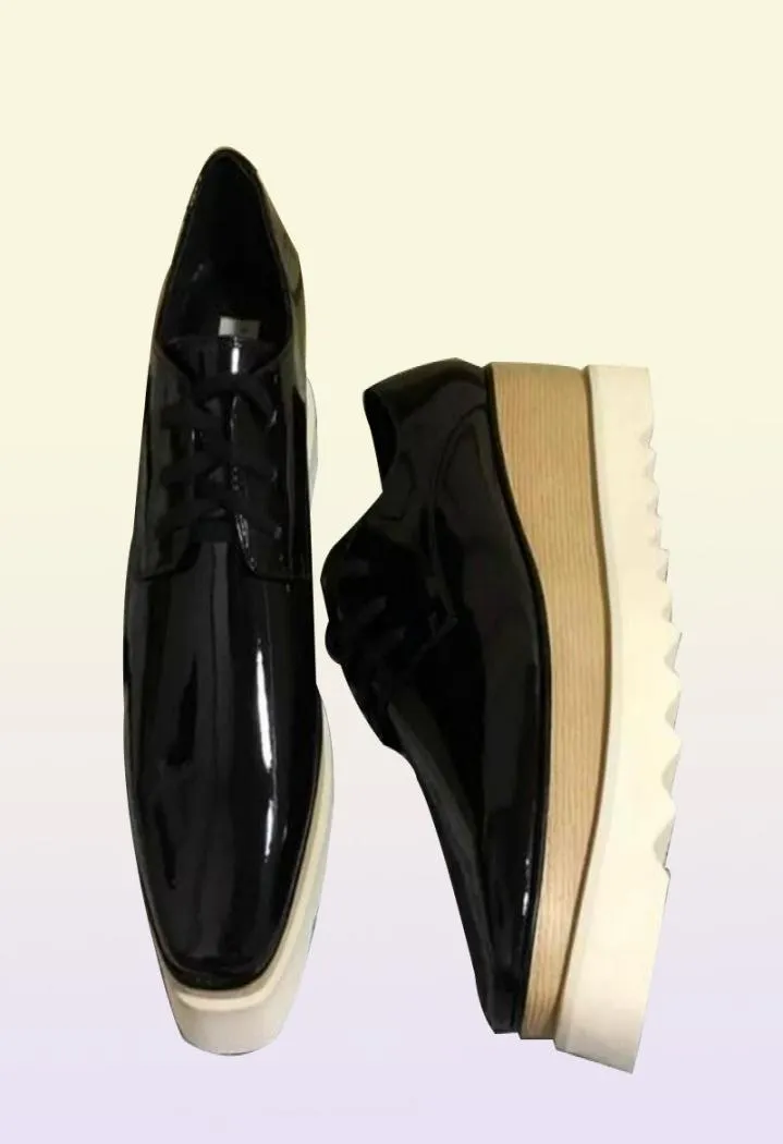 Yeni Bütün Stella Mcartney Elyse Star Platform Oxford Kadın Ayakkabı Platformlu Siyah Deri Beyaz Sole8481906