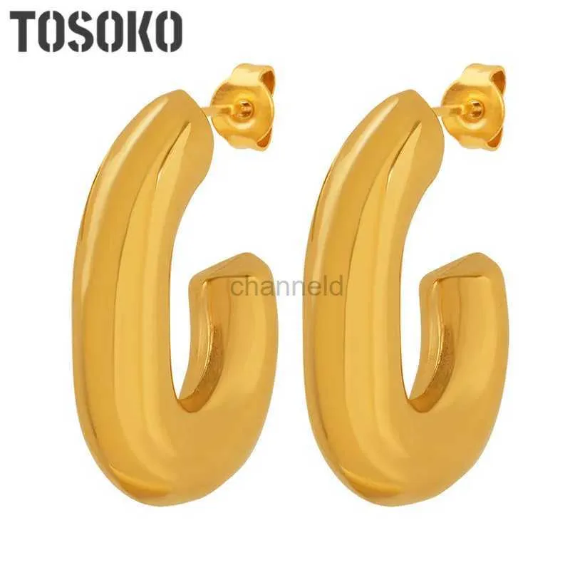 Andere Tosoko roestvrijstalen sieraden geometrische U-vormige overdreven oorbellen dames mode zware oorbellen bsf699 240419