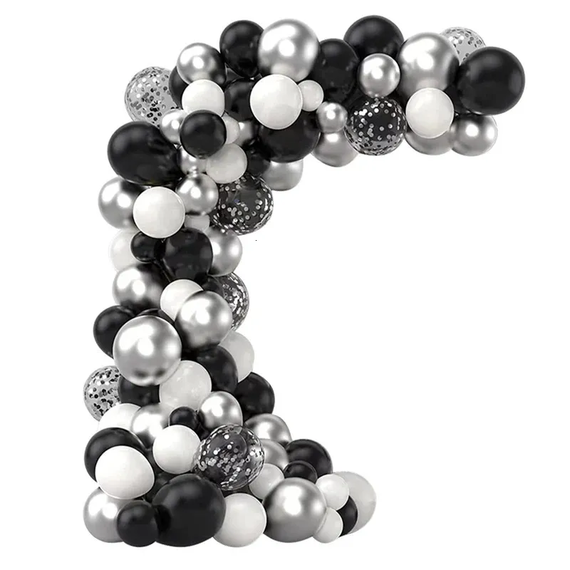 Kit Garland Balloon de 85 pièces comme illustré les ballons de latex de latex de qualité supérieure en argent noir élégant 240410