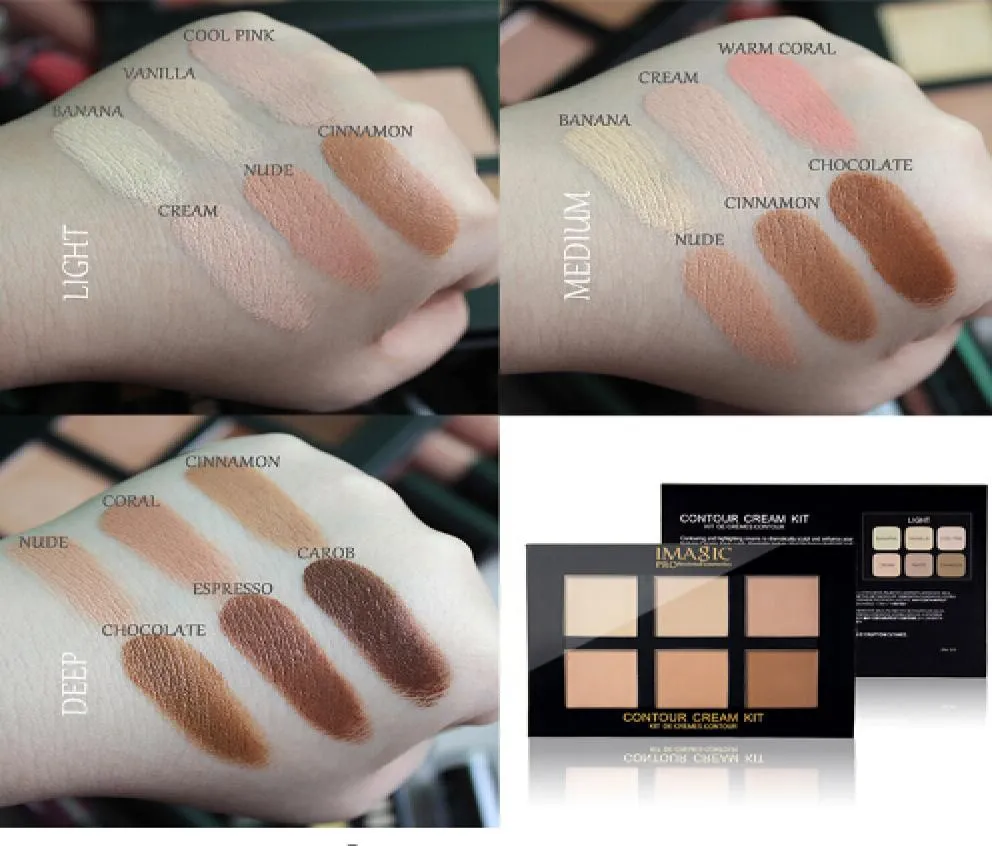 Imagic 6 färger Contour Palette Concealer Makeup Party Contour Palette med sminkborstar Maquiagem Face Cream Palette4199258